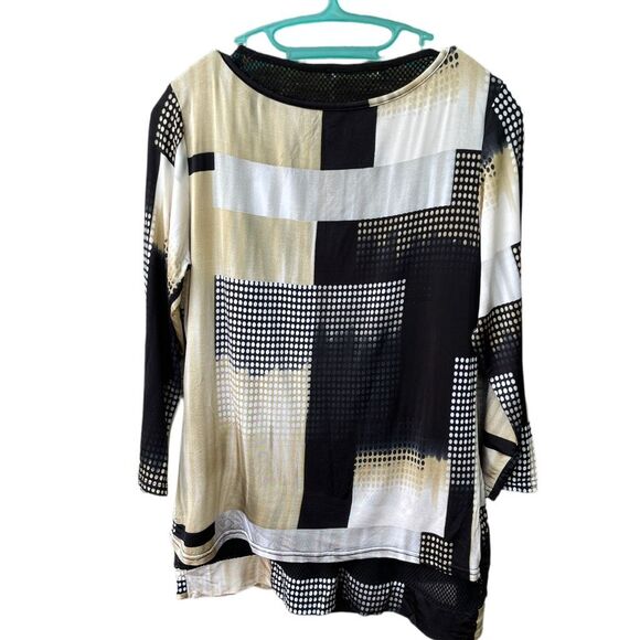 Lior Paris layered look abstract print tunic edgie black mesh - Picture 2 of 11